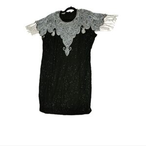 Scala Fully Sequin Pearl Beaded Dress Plus Size